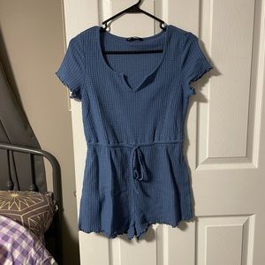 Blue V Neck Romper